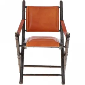 Vintage Folding Leather Chair Tan: VIN-39