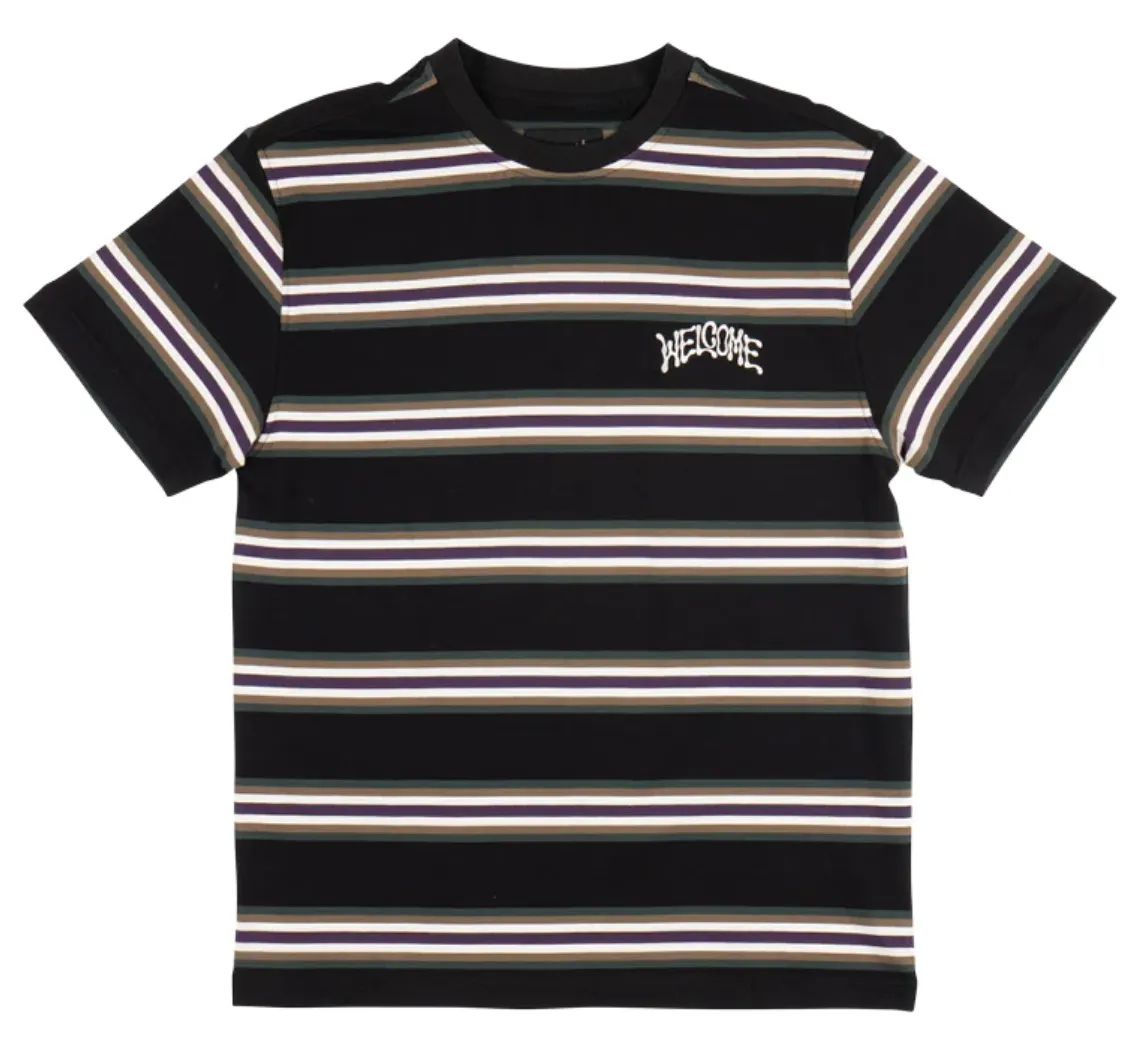 Welcome Skateboards - THELEMA STRIPE YARN-DYED SHORT SLEEVE KNIT - BLACK FOREST