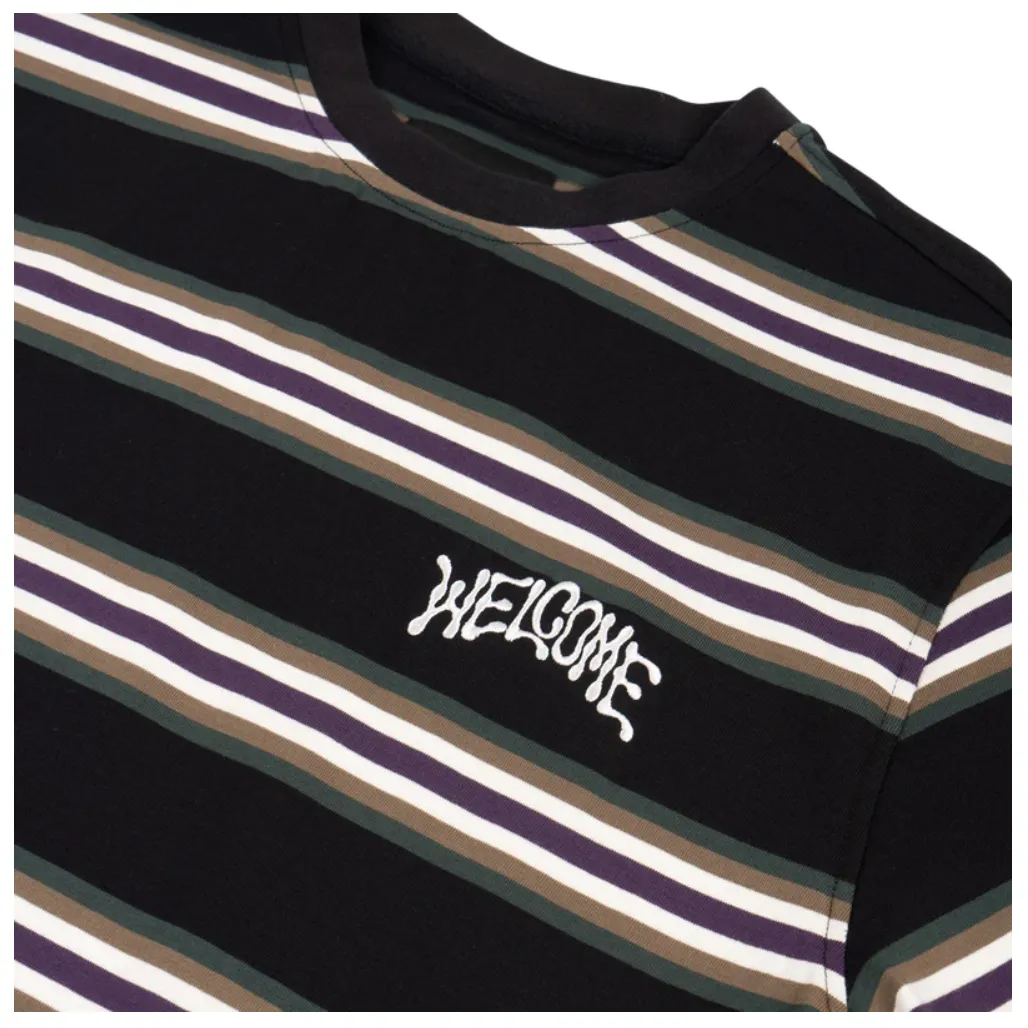 Welcome Skateboards - THELEMA STRIPE YARN-DYED SHORT SLEEVE KNIT - BLACK FOREST