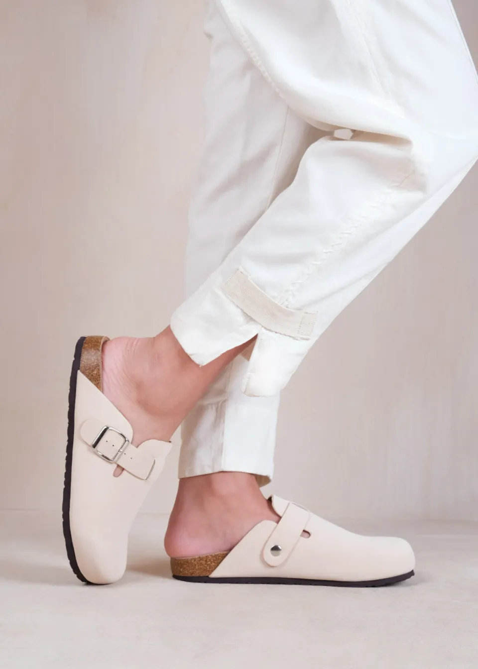 Where's That From Cream Nubuck Palm Closed Toe Flat Sandals